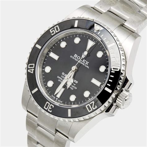 rolex black cerachrom oystersteel submariner m124060-0001 men's wristwatch|rolex oyster steel submariner.